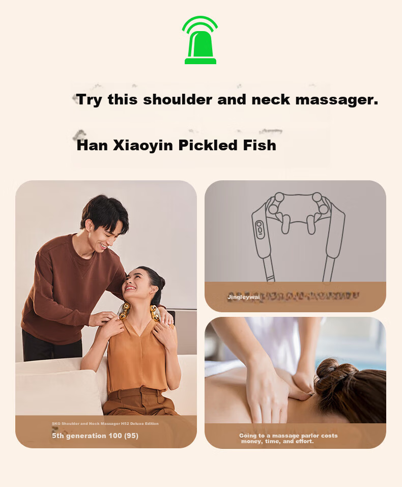 SKG Cervical Massager H5 Premium Moxa Edition Shoulder Neck Waist Back Massager Shawl Strong Kneading Moxibustion Mugwort Heat Therapy Practical Birthday Gift for Parents and Partners 2