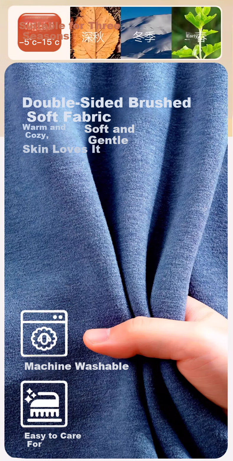 LangSha Mid-Neck Wool and Silk Thermal Underwear Set for Men 26 Autumn Winter New 7A Antibacterial Fleece Lined Heating Top and Bottom Set 5