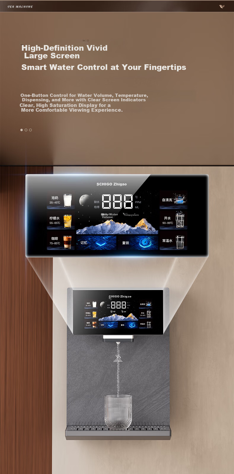 CHIGO Wall-Mounted Pipeline Water Dispenser with Self-Priming Barrel Water, Lingze Series, Direct Drinking Machine, Sideboard Water Dispenser ADZ23 5