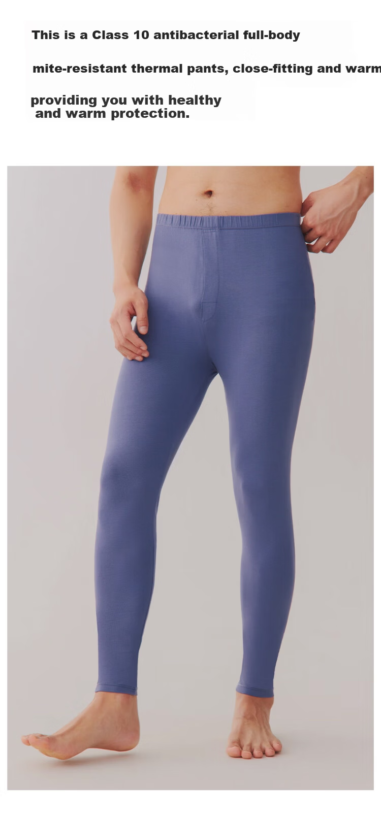 LangSha Men's Pure Cotton Thermal Pants Autumn Winter Thin Inner Wear Base Layer Long Johns Antibacterial Mite-Resistant Heated Cotton Knit Pants 2