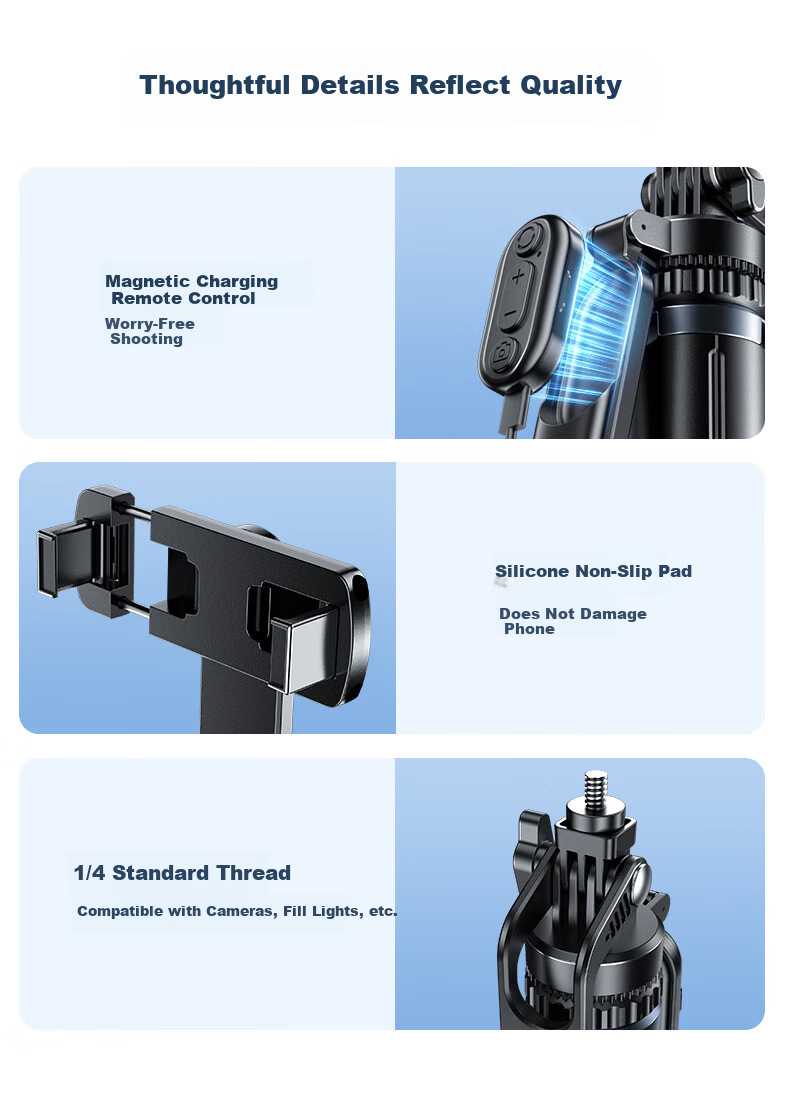 Shuotu [Zoom Mini Tripod] Selfie Stick, Phone Stand, Floor-Standing Live Streaming Stand, Handheld Portable Travel Gadget, Zoomable Photography Tool, 360° Rotatable 13