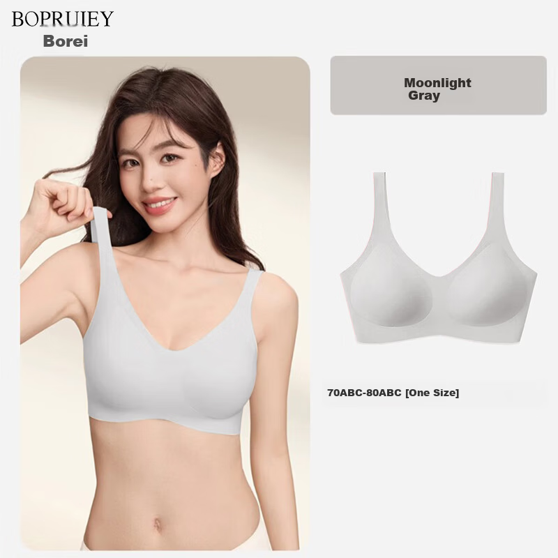 BOPRUIEY Women's Seamless Fixed Cup One-Piece Vest Large Bust Minimizing Wireless Plus Size Sports Bra