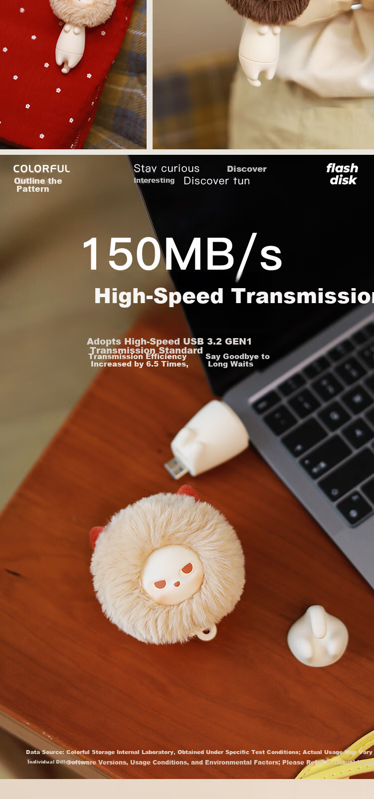 Colorful Cute Cat Pattern USB 3.2 Gen 1 Flash Drive MAOGEJU Cat Design 64GB - Snow Top 1