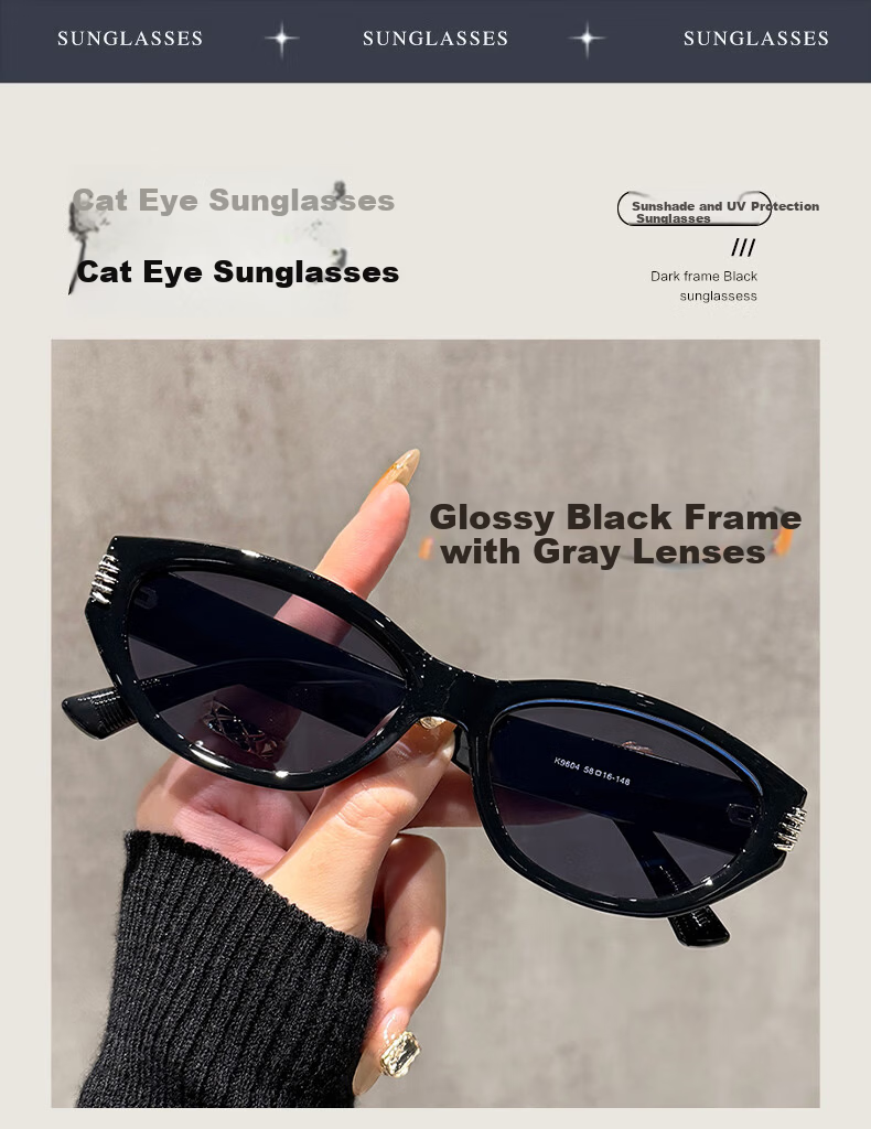 Mumujian Vintage Cat Eye Small Frame Ultra-Light Polarized Sunglasses Women Trendy Black Frame Black Lens Qixi Festival 3