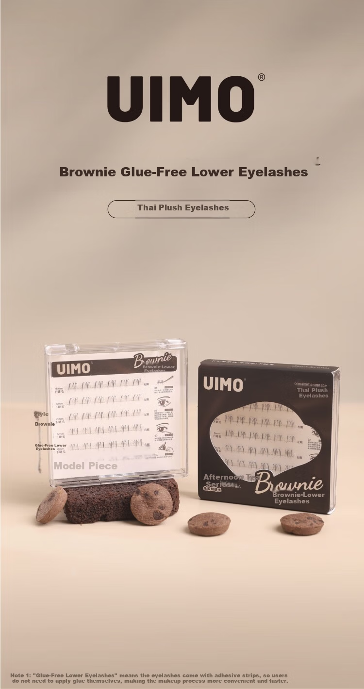 UIMO Glue-Free Lower Eyelashes Thai Style False Lashes Self-Adhesive Single Cluster Soft Segmented Natural Transparent Stem 1