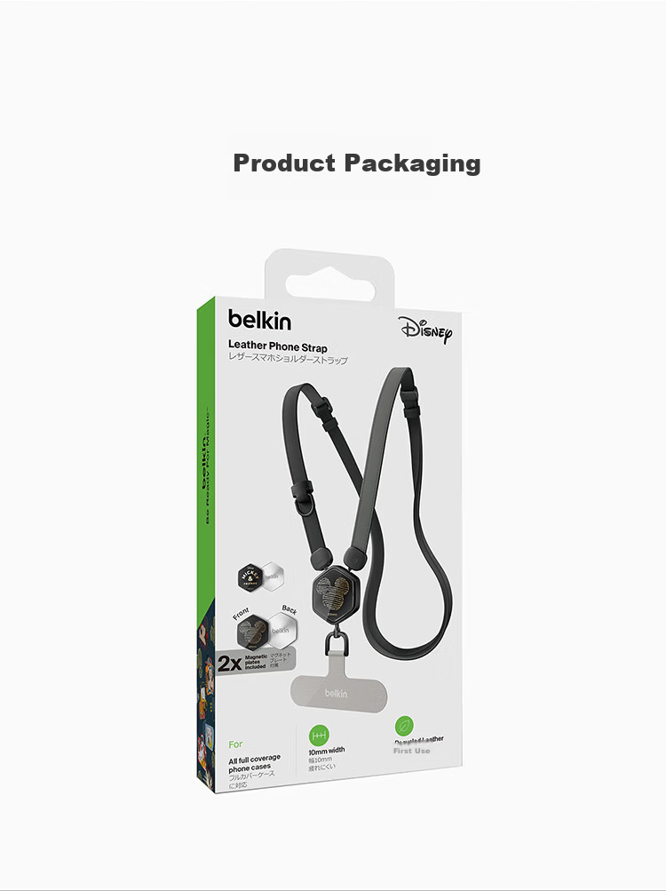 BELKIN Premium Leather Phone Lanyard Strap Mickey and Friends Anti-Lost Neck and Crossbody Phone Chain with Phone Pad 16
