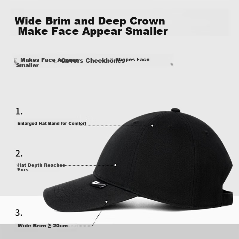 Warrior Men's Baseball Cap Large Size Four-Season Pure Cotton Sun Protection Duckbill Hat Unisex Face Slimming Casual Outdoor Sunshade Cap