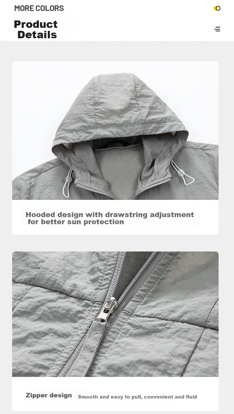 FAIRWHALE Men's Summer Ice Silk Breathable Sunscreen Jacket Outdoor Lightweight UV Protection Skin Jacket Cement Gray L 17