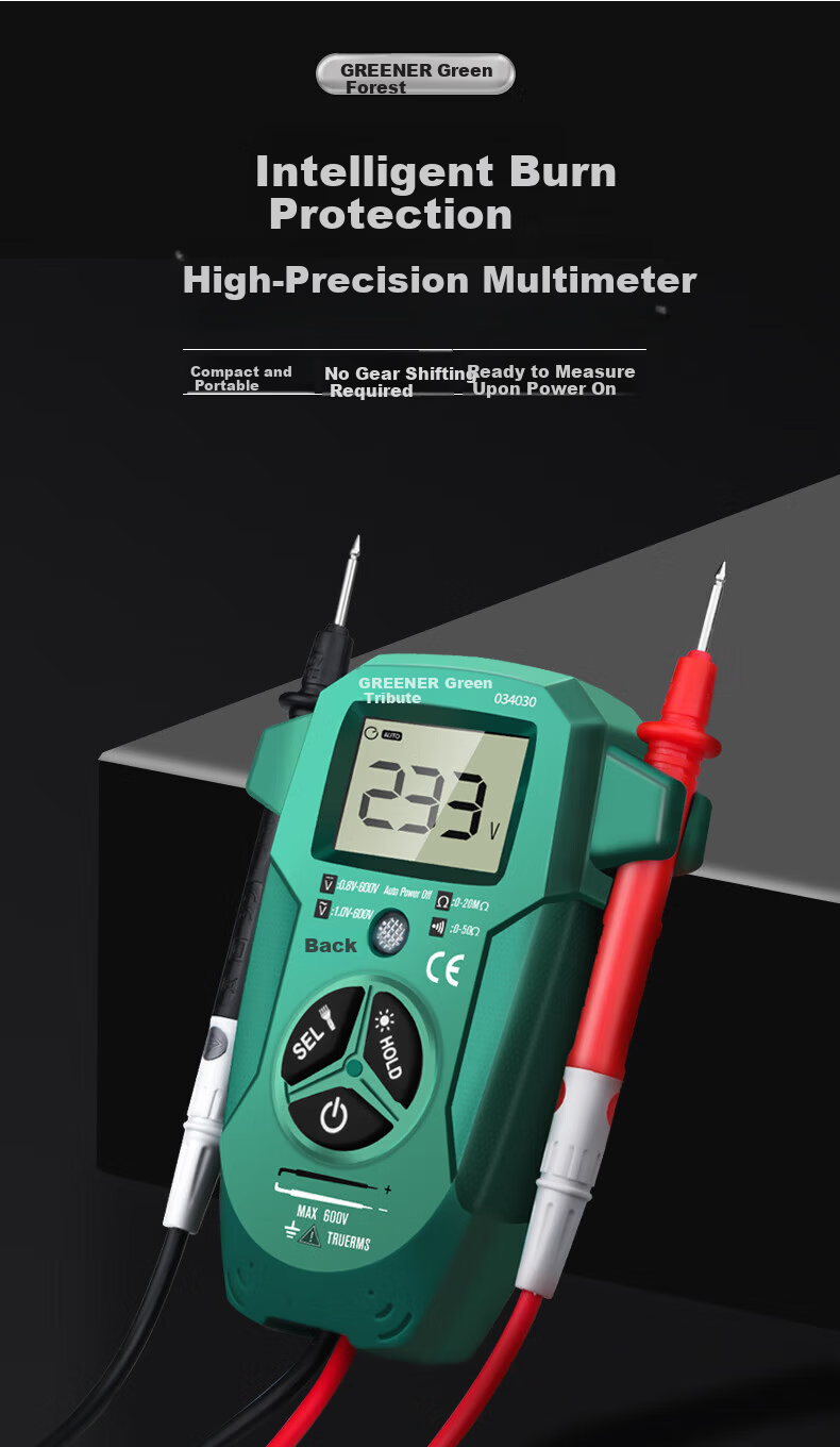 GREENER Digital Multimeter High-Precision Universal Smart Anti-Burn Backlit Large Screen Digital Display Electrician Multimeter Kit 1
