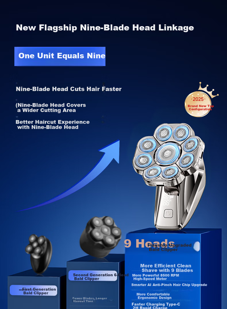 AUX Bald Head Hair Clipper Electric Shaver for Men Self Haircut Home Use Electric Beard Trimmer Haircutting Machine Gift 2
