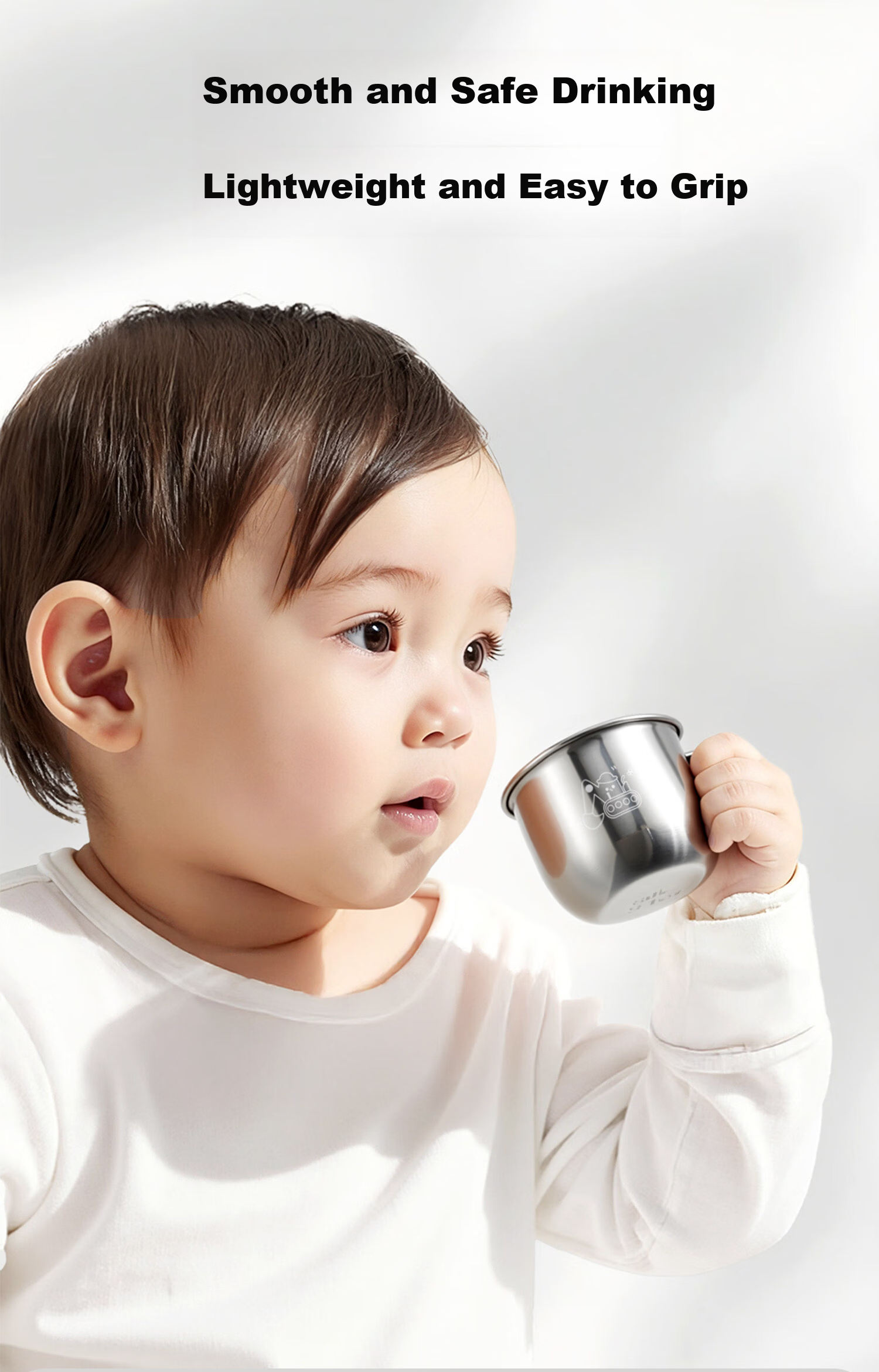 AIBEDILA Children's Water Cup 316L Stainless Steel Open Mouth Baby Household Training Cup Infant Drinking Cup Cute Rabbit 4