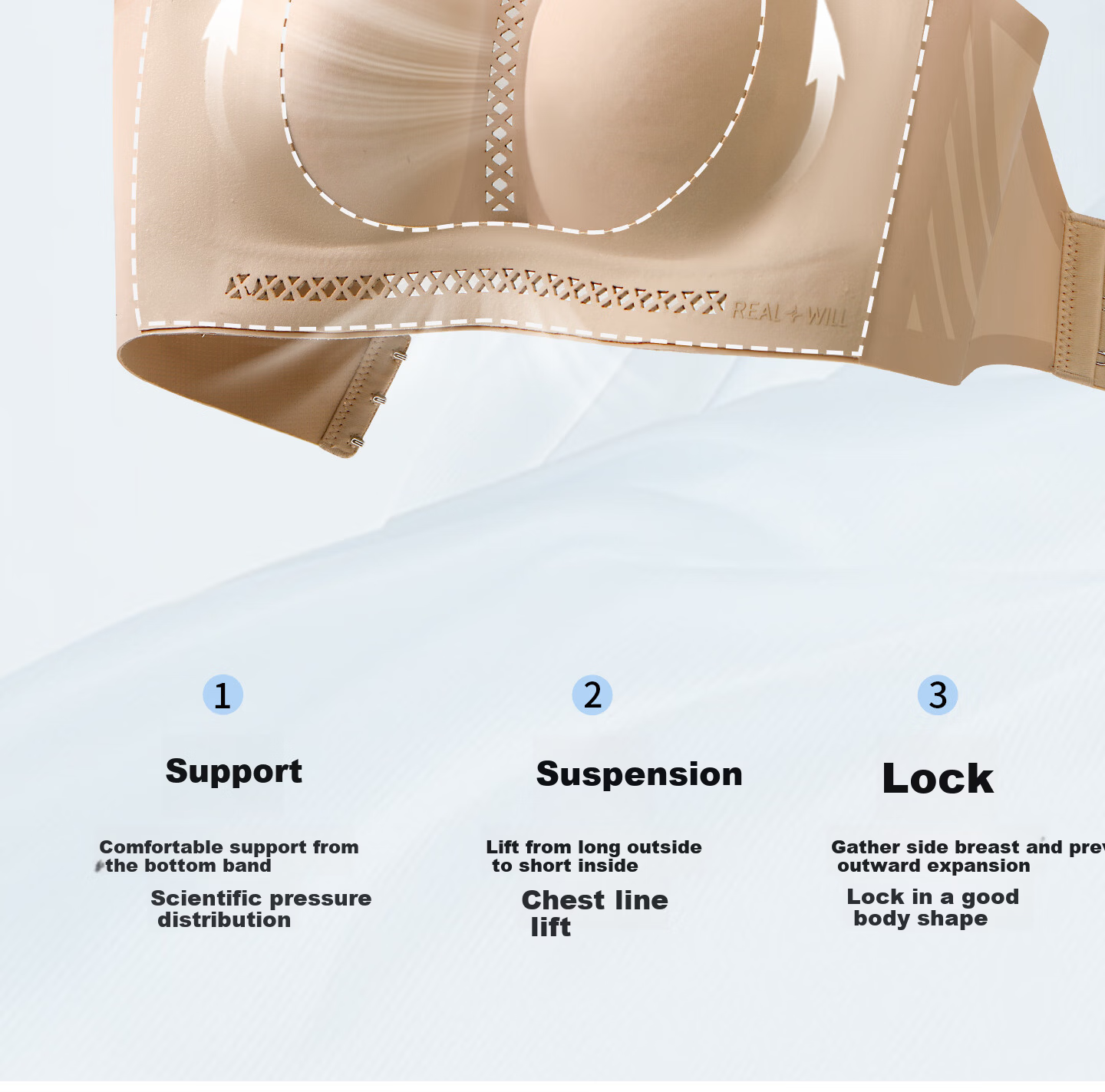 Realwill Gina's Breathable Foundation Bra, Minimizes Large Breasts, Lightweight Summer Style, Lifts And Prevents Sagging, Plus Size, Breathable Brassiere 18
