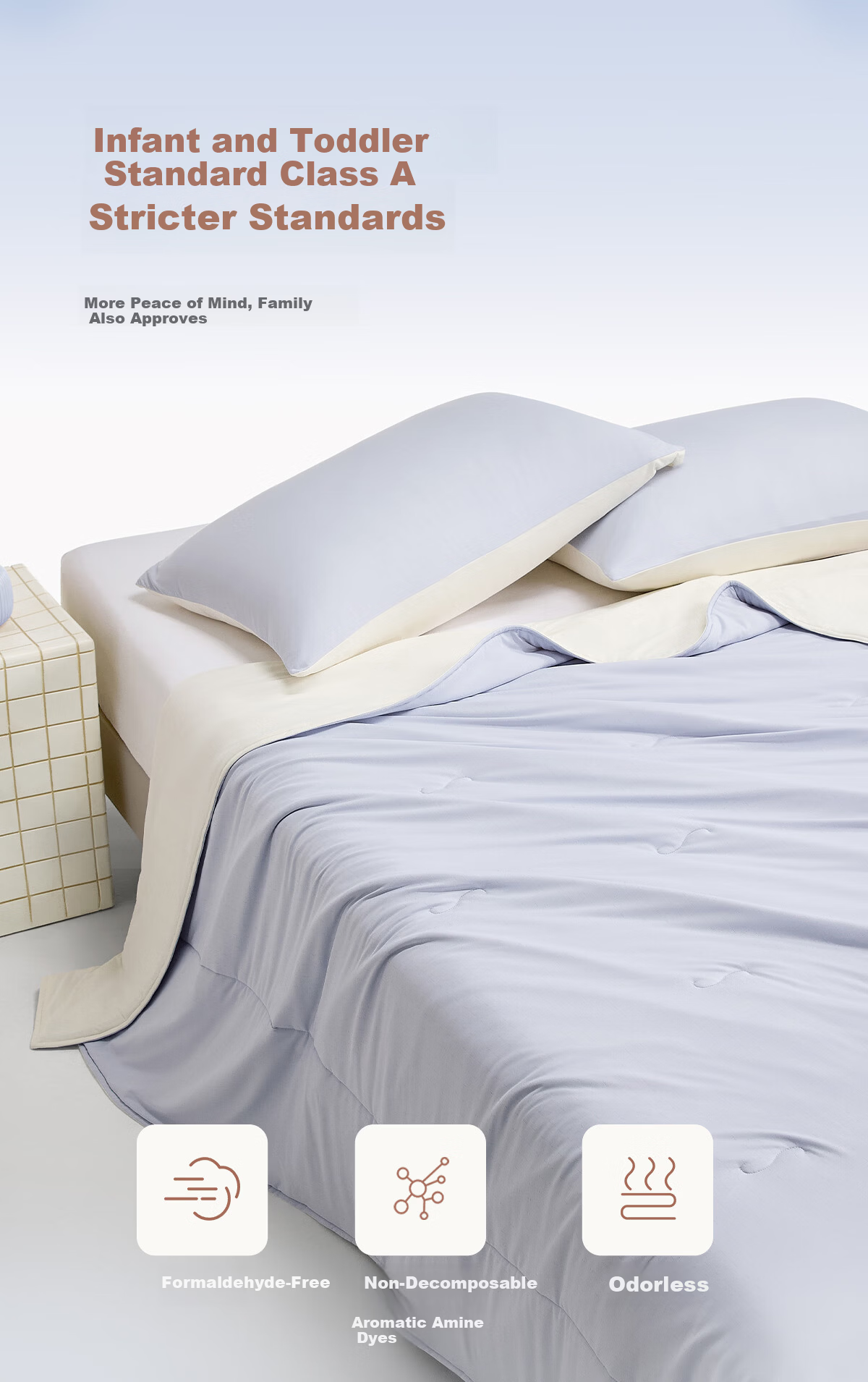 Luolai Home Textiles Class A Antibacterial Cooling Summer Quilt Ice Oxygen Deep Sleep Air Conditioning Quilt Washable Blue 150*200cm 3
