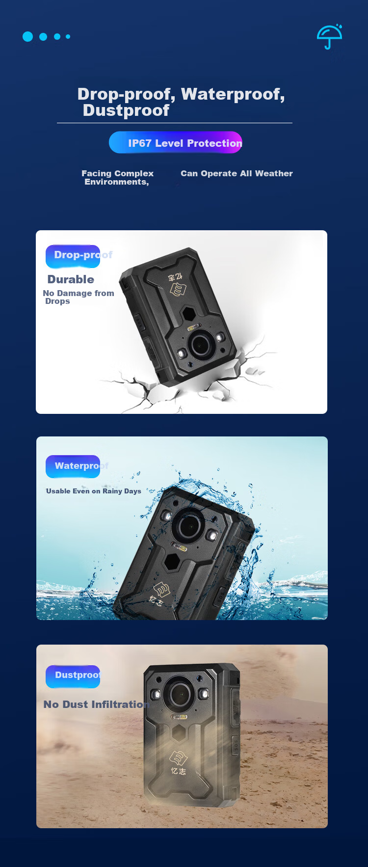 Yizhi Law Enforcement Body Camera 96-Hour Battery Life HD Infrared Night Vision Chest-Mounted Evidence Recorder 128GB 10