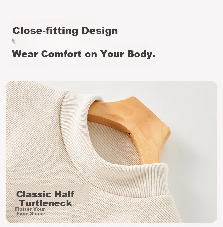 Caiyue Fleece-Lined Thickened Base Shirt Women's Lamb Wool Half Turtleneck Thermal Top Winter Cold-Resistant Mid-Neck Windproof Underwear 10