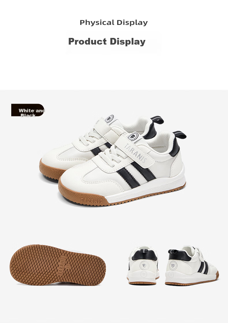 TARANIS Kids Spring Children's Sports Shoes Boys and Girls Casual Training Shoes School White Black Size 27 3