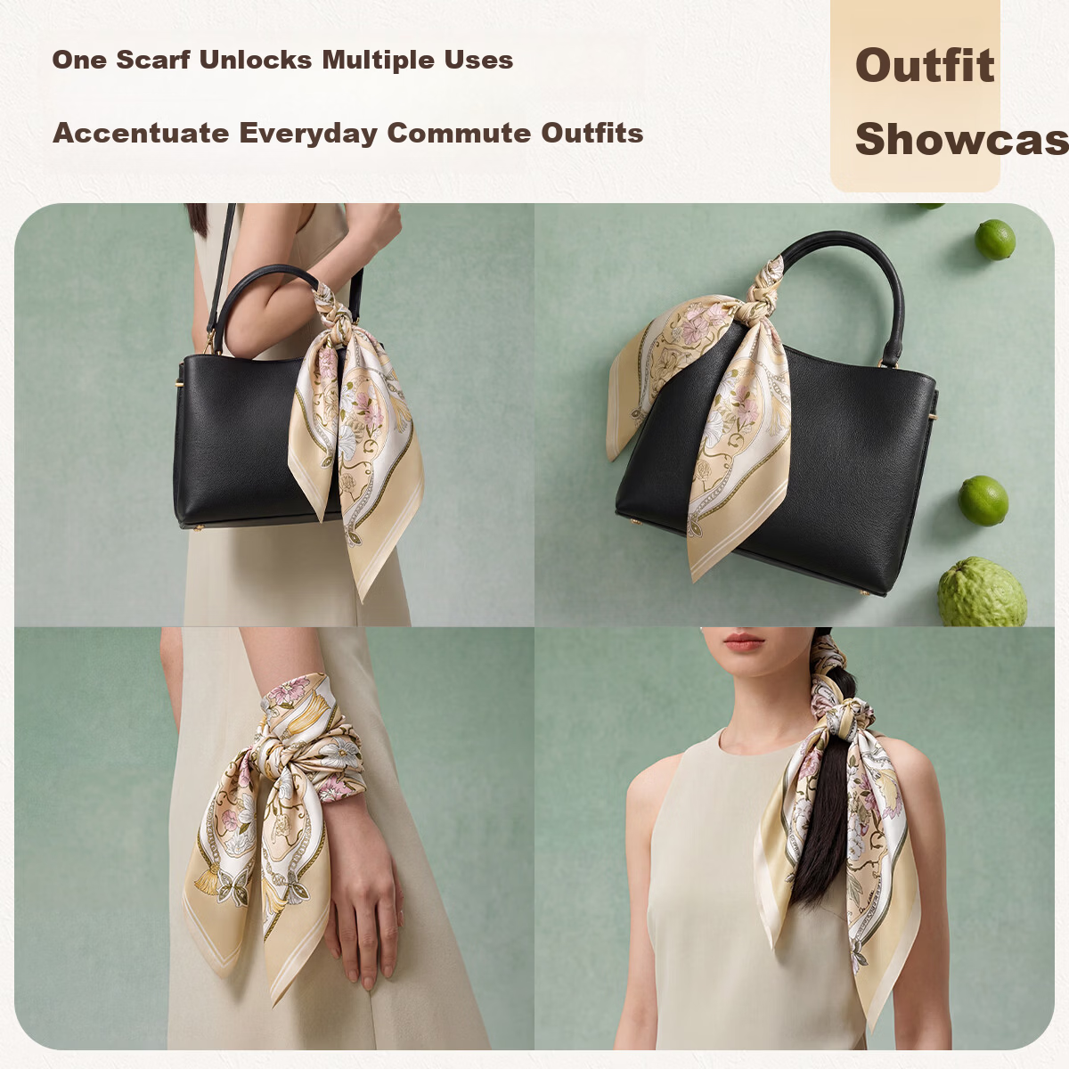 Shanghai Story 100% Mulberry Silk Crepe Satin Scarf Gift Box for Mom Mother's Day Birthday Gift Women's Neck Scarf
