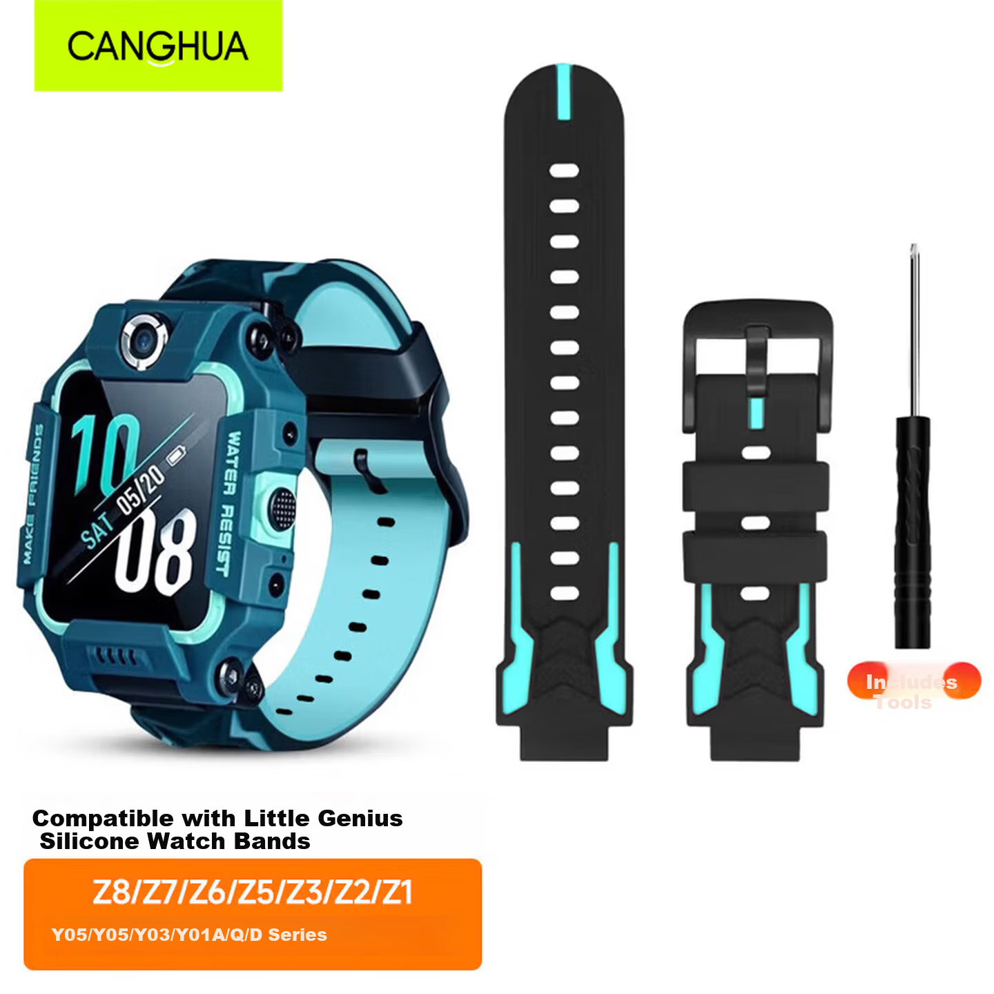 CangHua Suitable for Xiaotiancail Children's Smartwatch Strap, Silicone Z11/Z10/Z9/Z8A/Z7S/Z7A/Z6A/Z6S/Z6/Z5/Q2A/D3/Z6Pro Youth Version Strap