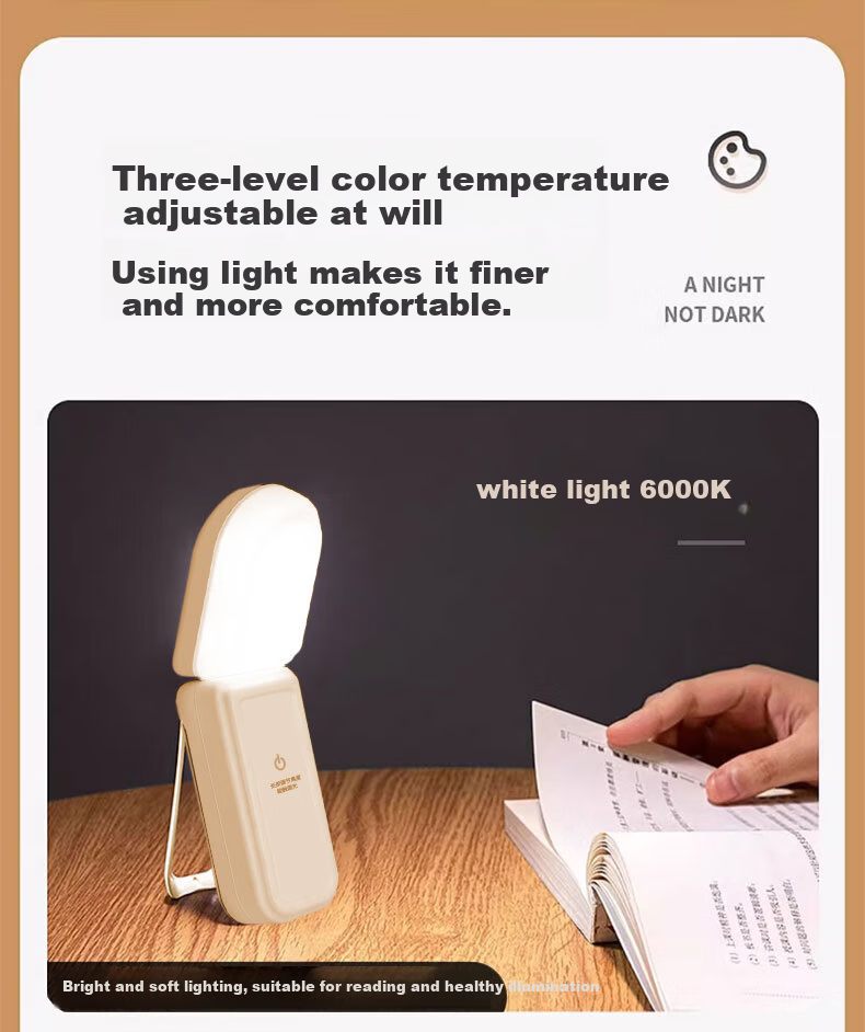 Jingqian Small Night Light Bedroom Bedside Reading Lamp Wall-Mounted Magnetic Rechargeable Desk Lamp Eye Protection Study Light 5