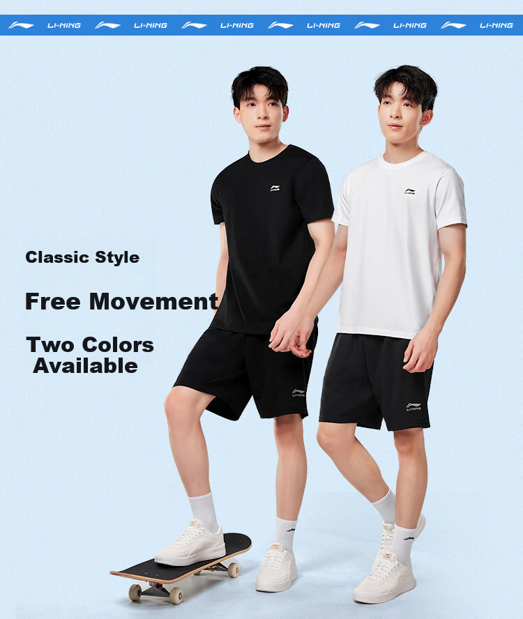 LI-NING Men's Short Sleeve Sports T-Shirt, Breathable Comfortable Cotton, Simple Casual Versatile Athletic Top 10
