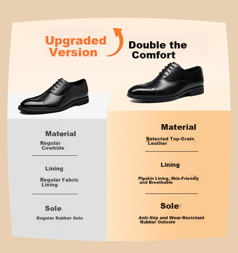 HLA Men's Oxford Leather Dress Shoes Business Formal Comfortable Versatile Leather HAAPXM2FBA188 Black Size 40 7