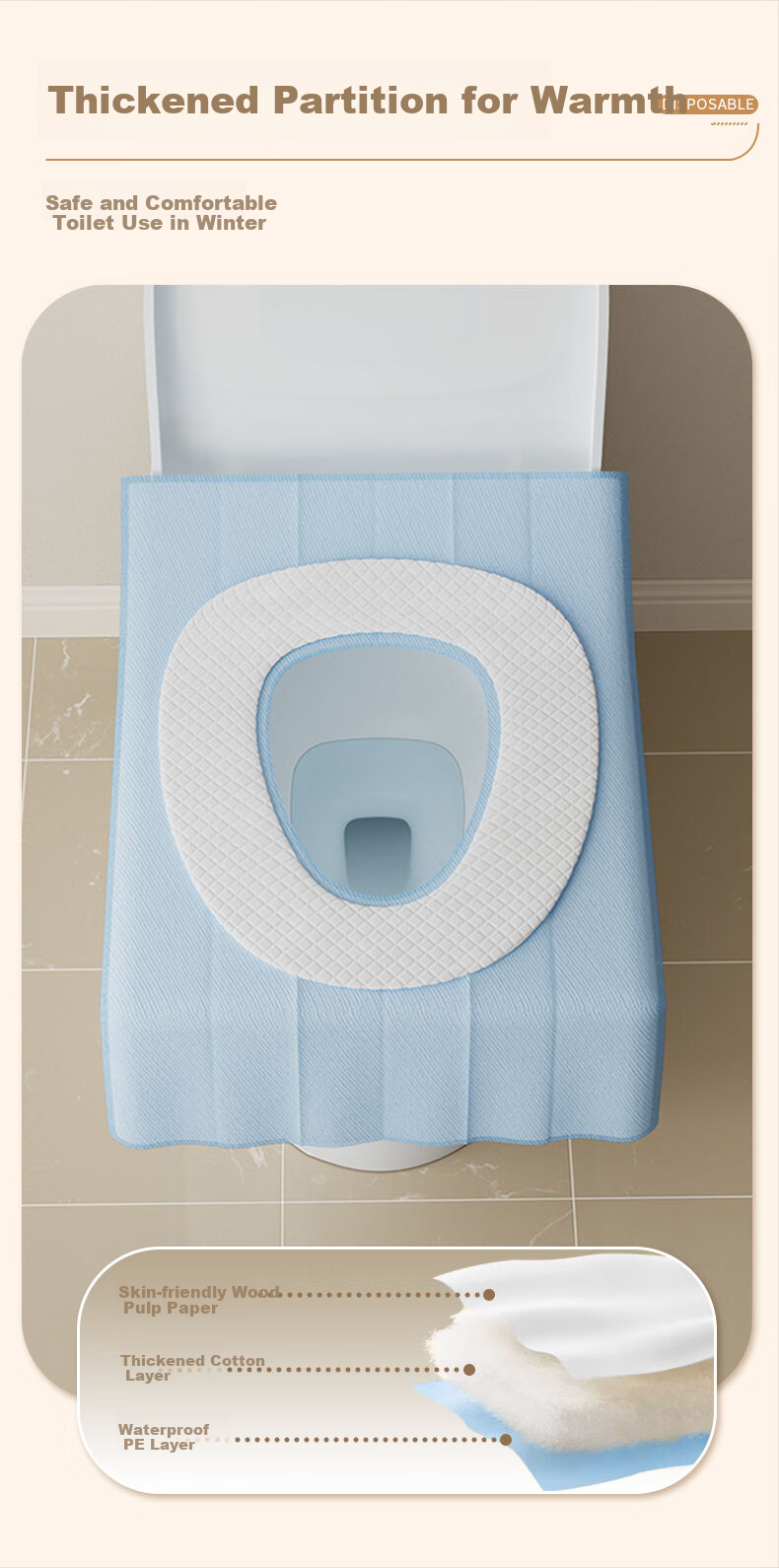 Baicaoyuan Disposable Toilet Seat Covers 7A Antibacterial Full Coverage Waterproof Travel Toilet Seat Covers Thickened Individually Packaged 30 Pieces 4