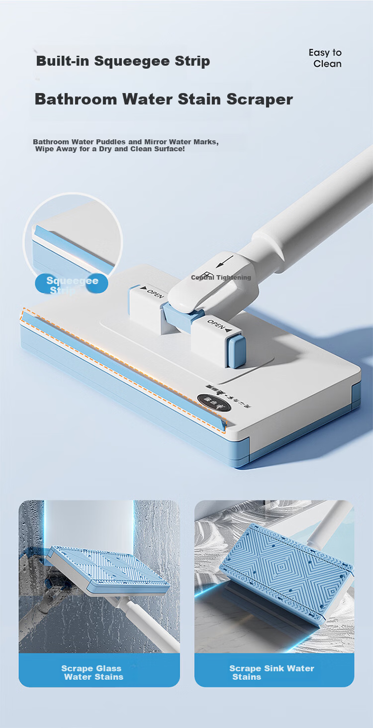 Meiliya Facial Towel Mop 16cm Extended Handle Flat Automatic Cloth Clamp Mini Household Mop One Drag Clean Hands-Free 7
