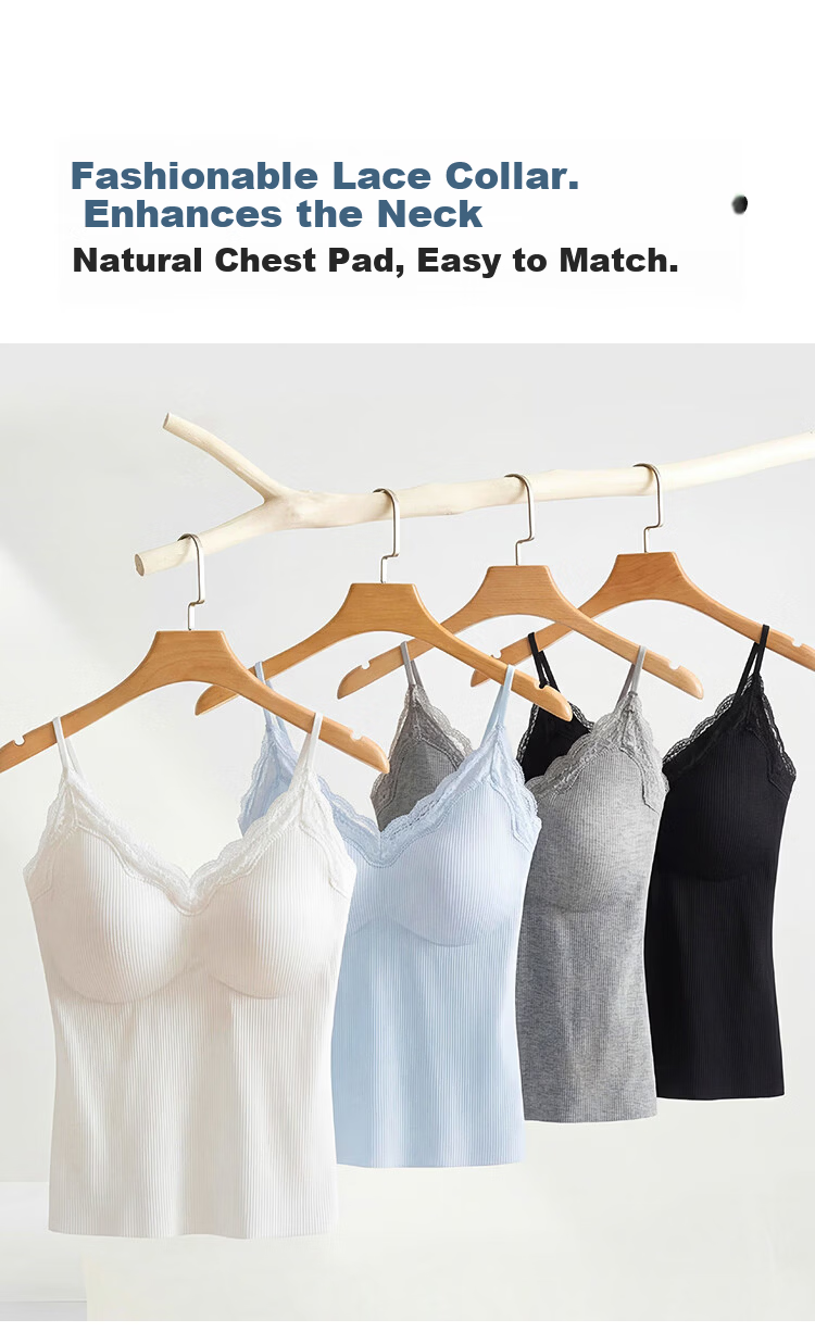 Miiow [Liu Yifei Same Style] Women's Lace Thin Camisole with Chest Pad Sleeveless Tank Top Innerwear 10