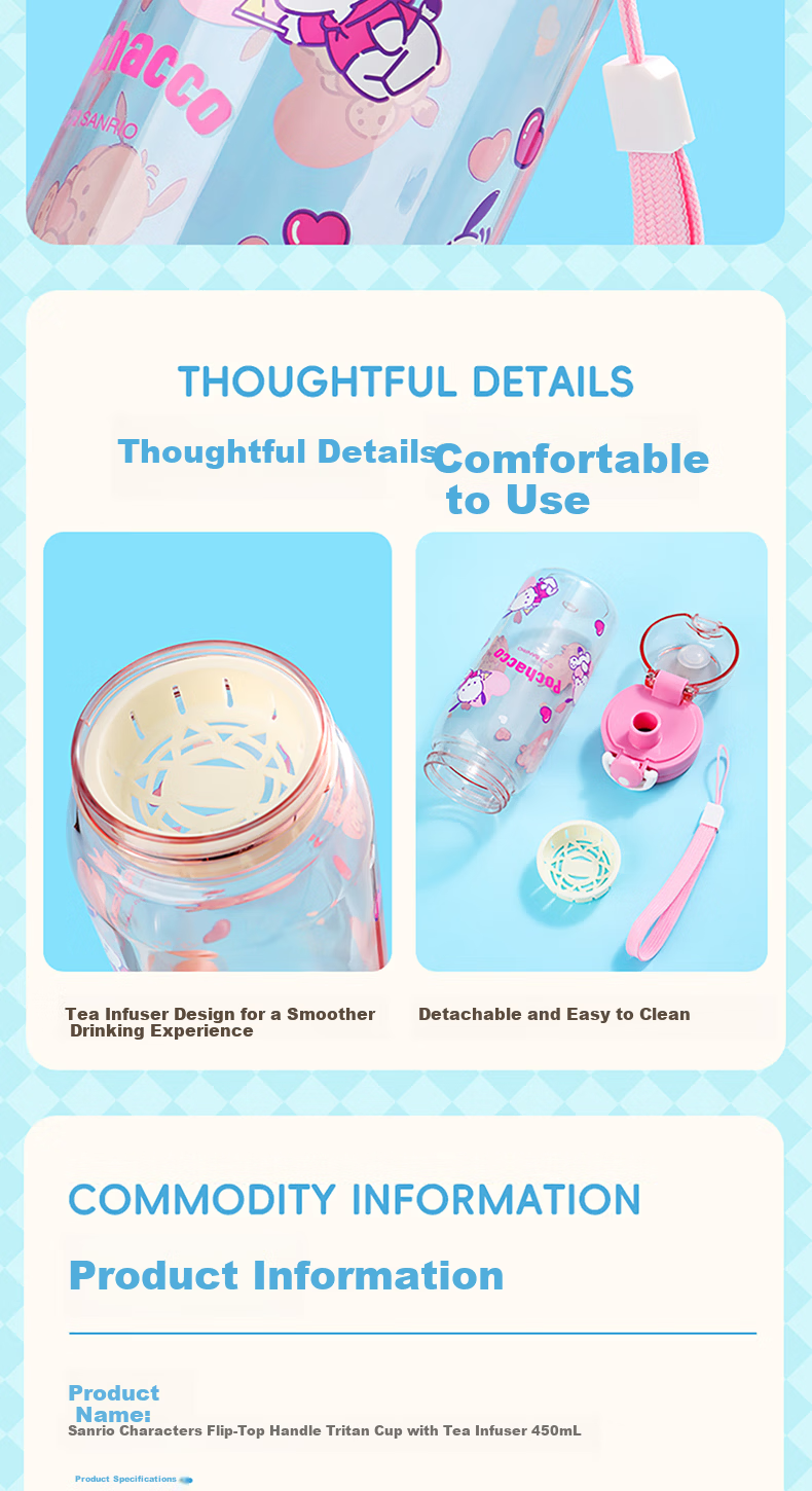 MINISO Love Drinking Water Series, Pop-Up Lid Handle TRITAN Cup (550mL), Direct Drinking Spout 5