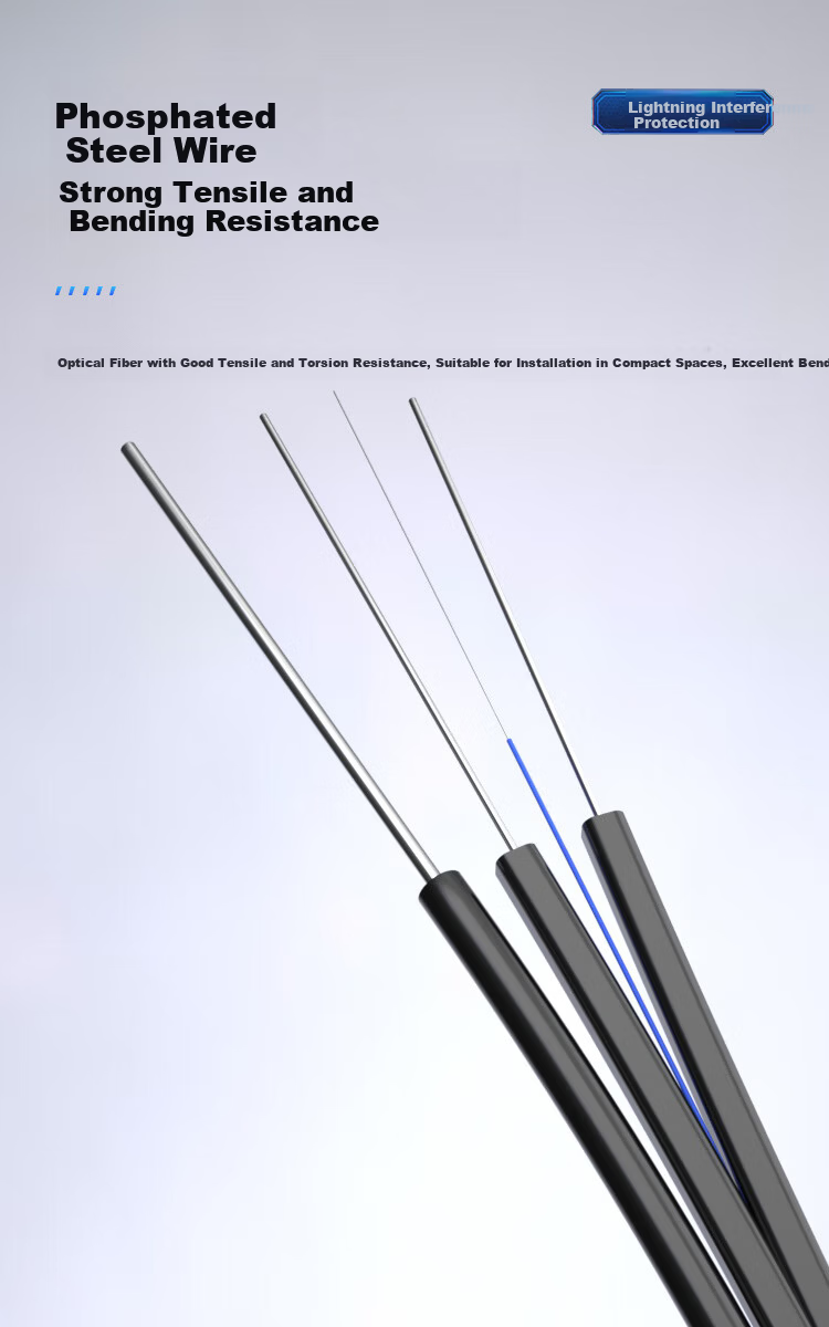 Bosende Fiber Optic Cable 150m Single Mode Single Core 1 Core 3 Steel Wire Outdoor Self-Supporting SC Connector BSD-GP1-150 Black 5