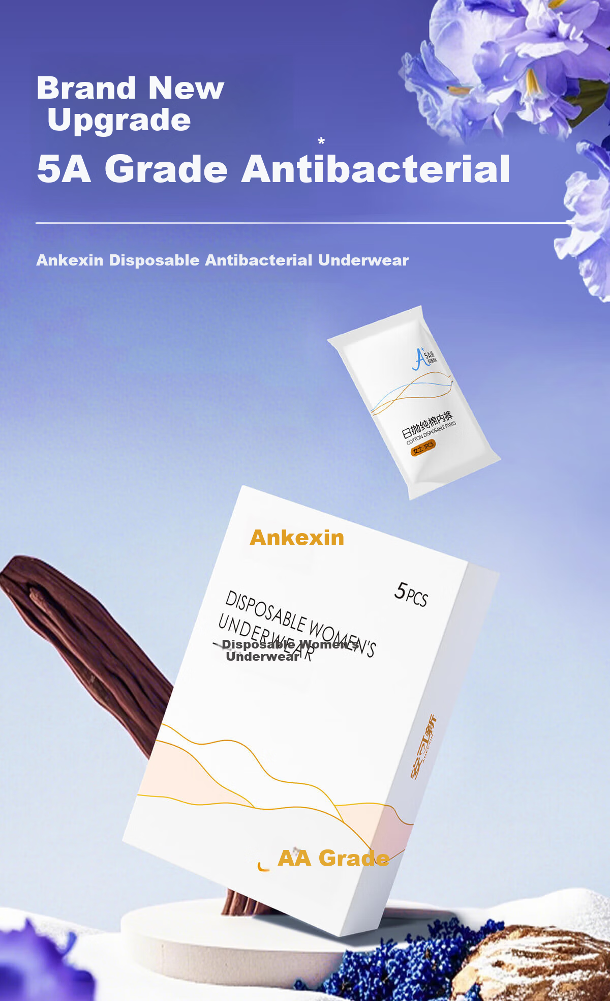 Ankexin Disposable 5A Antibacterial Underwear Wash-Free Maternity Postpartum Menstrual Travel XL Size 5 Pieces Pack * 2 Boxes 1