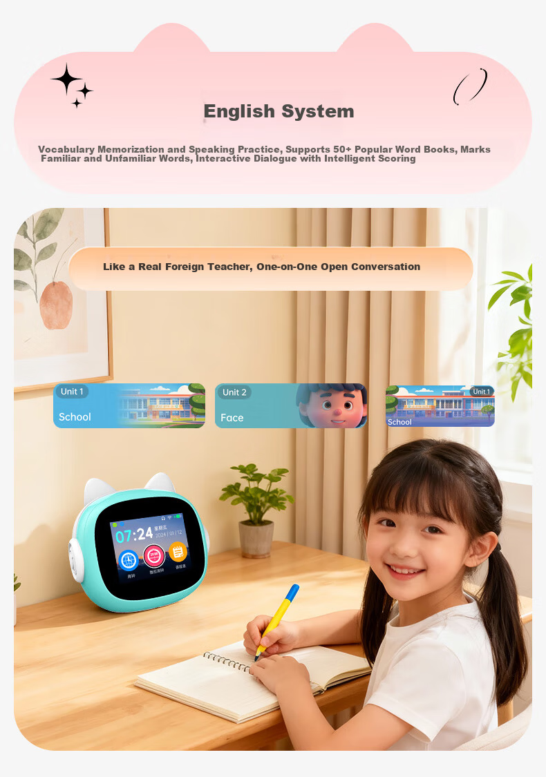 Wenquxing N6ai Smart Alarm Clock Synchronized Textbook Voice Interactive Time Treasure Robot Children's Educational Learning Student Time Management for Ages 3-15 Boys Girls Birthday Gift 4