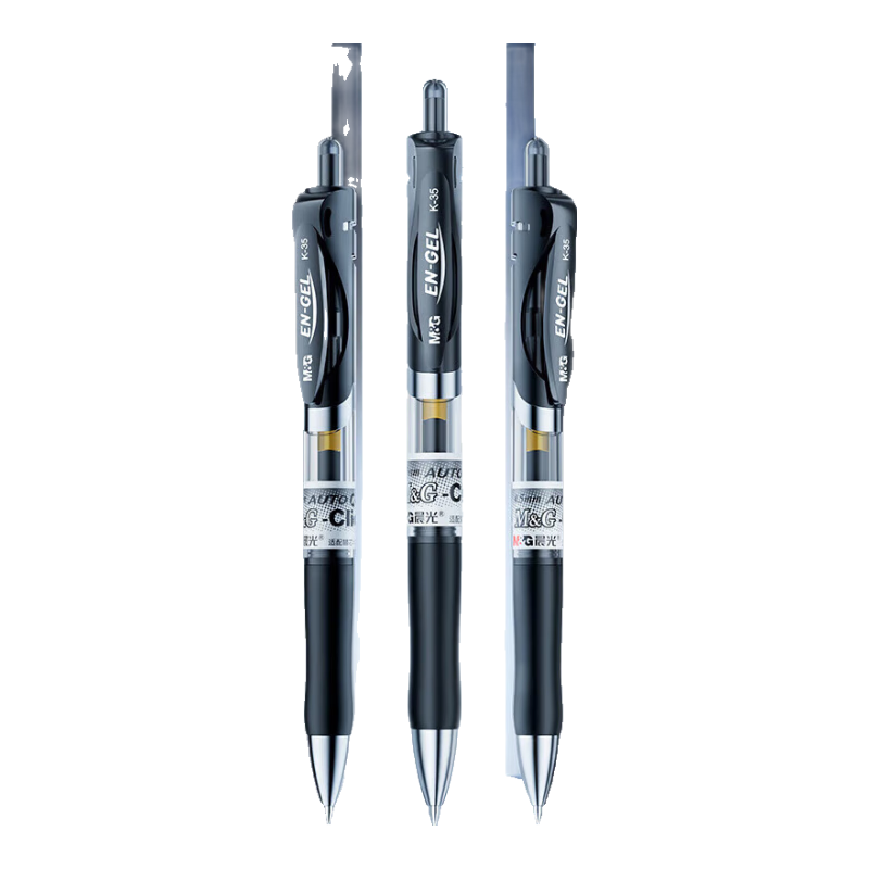 M&G Stationery K35, Retractable Gel Pen, Student 0.5mm Black Pen, Signing Pen, Business Bullet Tip, Exam-Specific Pen, High-Quality Office Supplies, Black, 3 Pens/Box