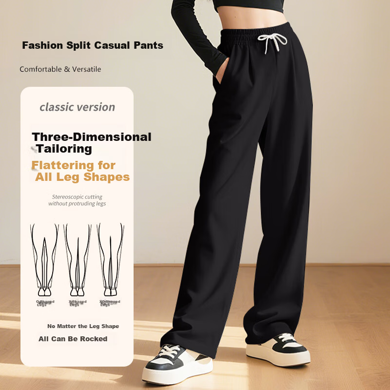 Baleno Women's Casual Pants Autumn Winter 2025 New High Waist Thick Wide Leg Straight Slim Fleece Lined Trousers