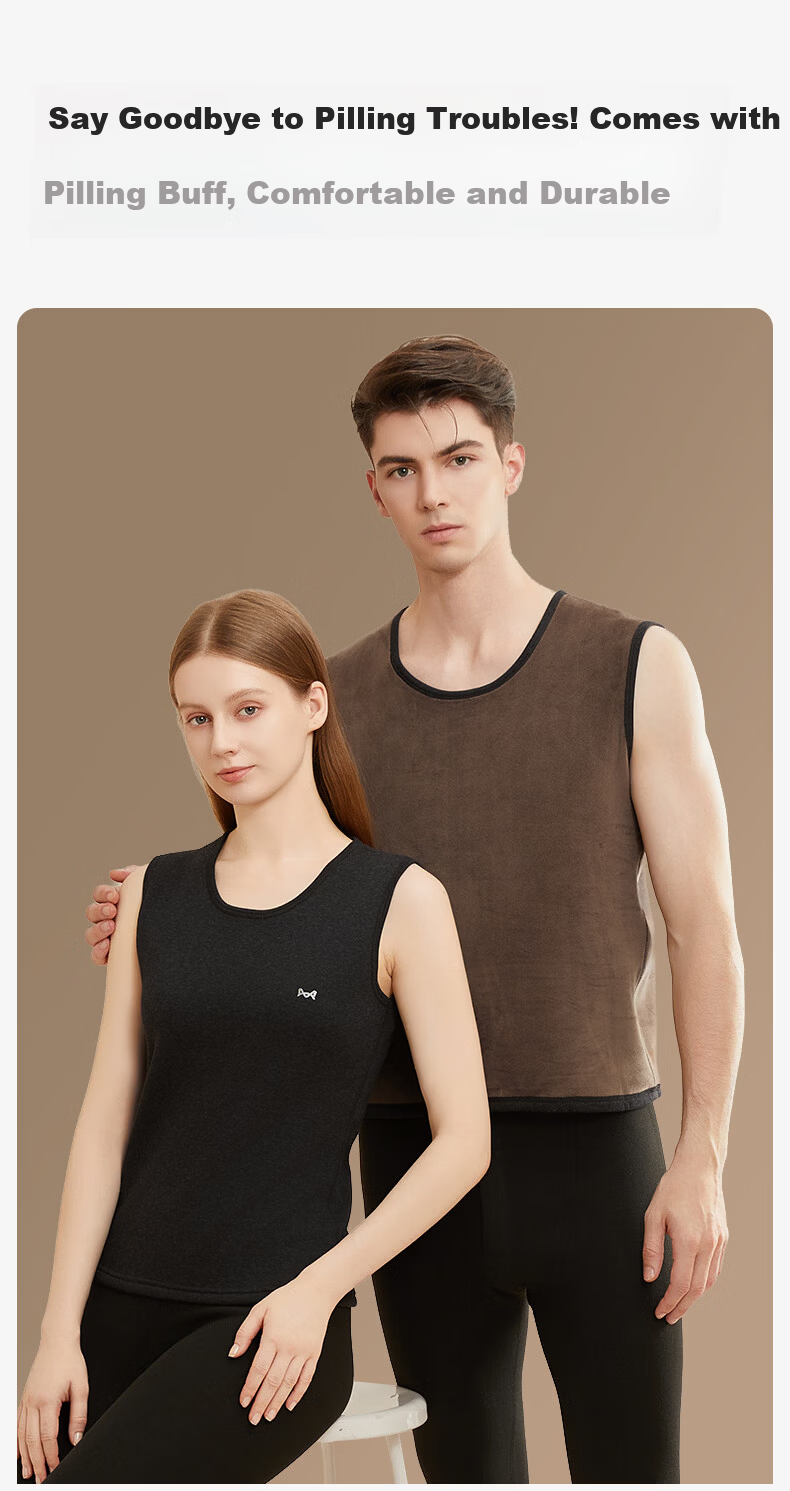 MiiOW [Fleece-Lined Thick Cashmere] Men's Thermal Vest, Sleeveless Undershirt, Tank Top, Vest, Underwear for Women, Autumn And Winter 7