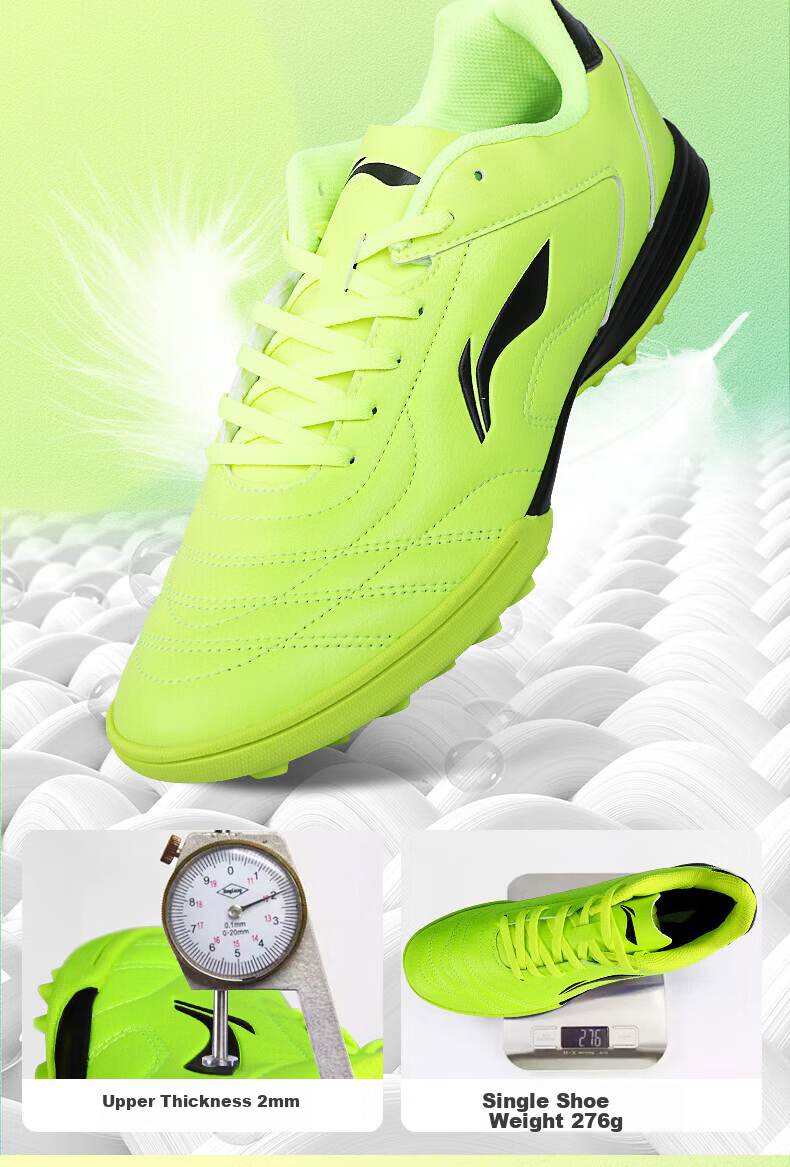 LI-NING Men's Football Shoes TF Turf Studs Adult Youth Kids Non-Slip Wear-Resistant Professional Training Cleats 6