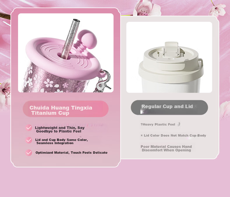 Chuida Huang Titanium Cup Gift Box Pure Titanium Insulated Cup High-Value Water Coffee Cup 520ml Alice in Wonderland 10