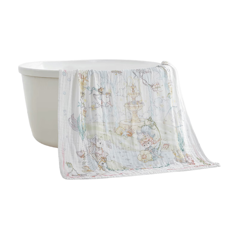 BUBBLE TREE Newborn Six-Layer Gauze Bath Towel, Baby Ultra-Soft 100% Pure Cotton Children's Bath Towel for All Seasons, 120cm