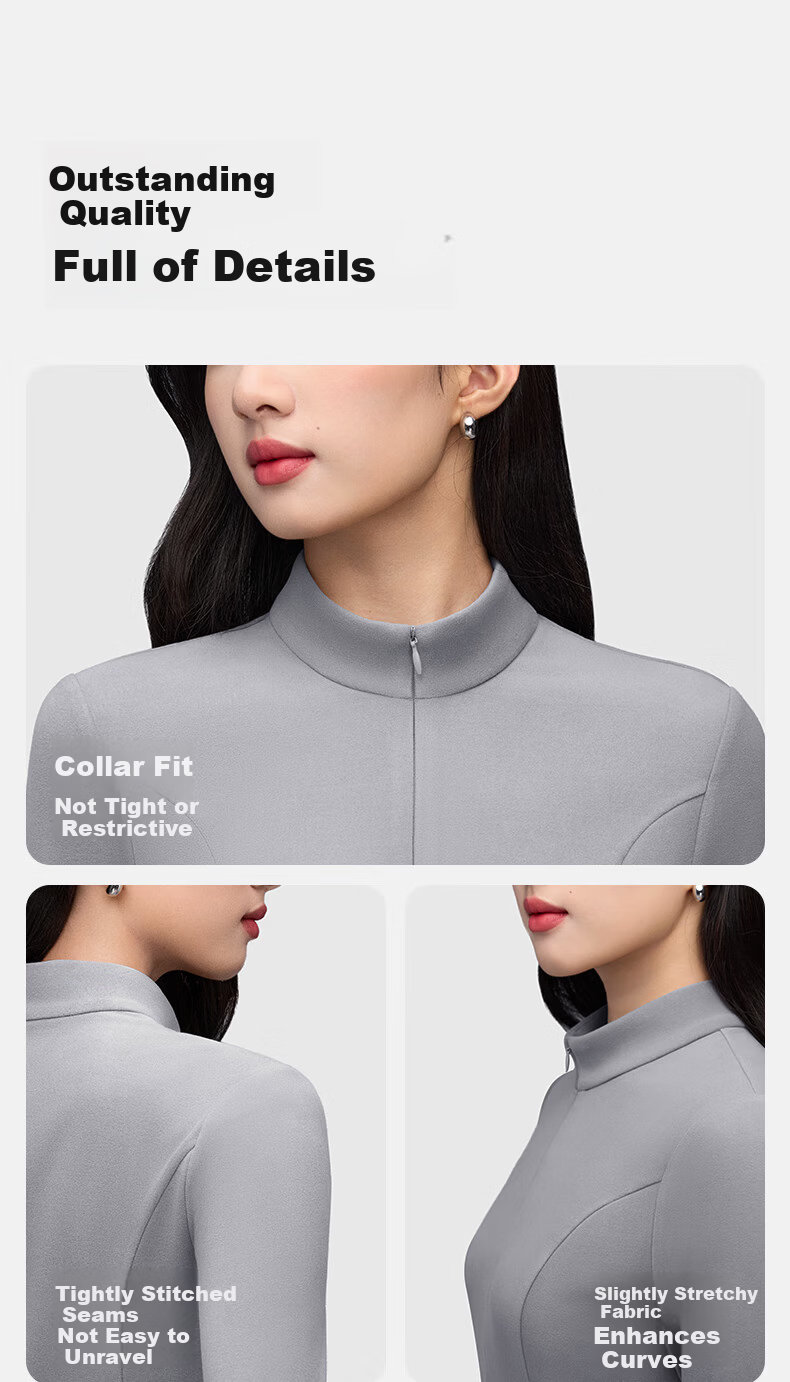 Onoko Half-Zip Base Layer Top Autumn Winter Slim Fit Mock Neck Long Sleeve White T-Shirt 2025 New Arrival 13
