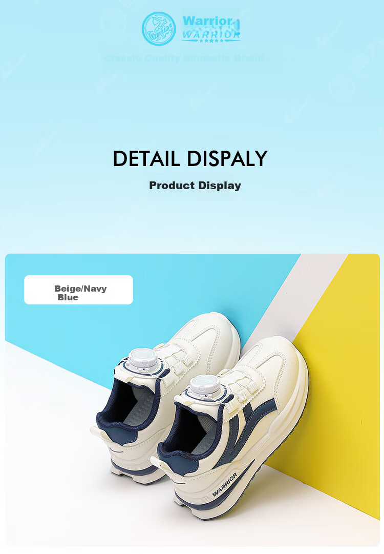 Warrior Boys' Running Shoes Spring And Autumn Style Girls' Soft-Soled Children's Sneakers WZ(CL)-0605 Beige/navy Blue/pink 28 3