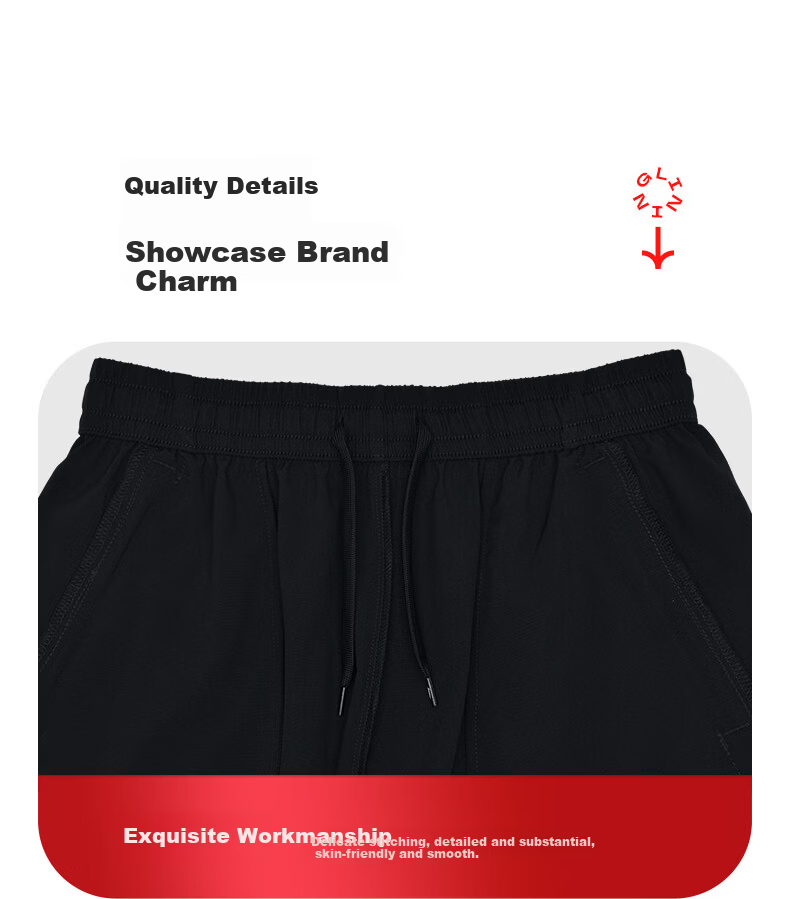 Li-Ning Sports Shorts, Table Tennis And Badminton Fitness Running Men's Moisture-Wicking Quick-Dry Athletic Pants, Black 2XL 5