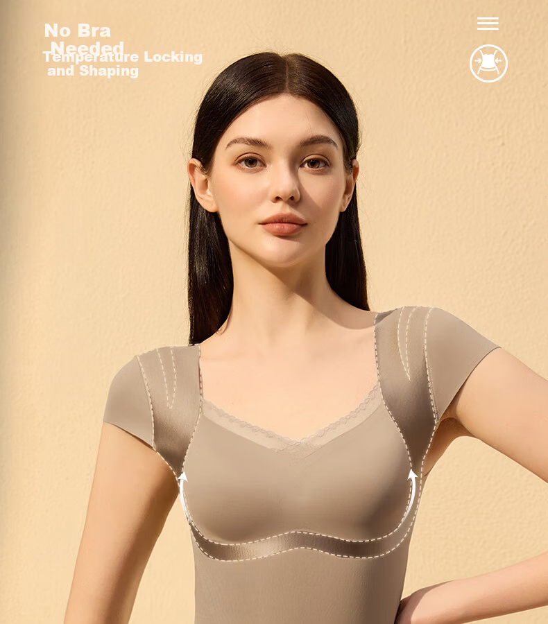 GRACEWELL Shaping Thermal Body Shaping Vest Abdomen Control Push-Up Bra-Free Brushed Anti-Static Mocha Brown M 1