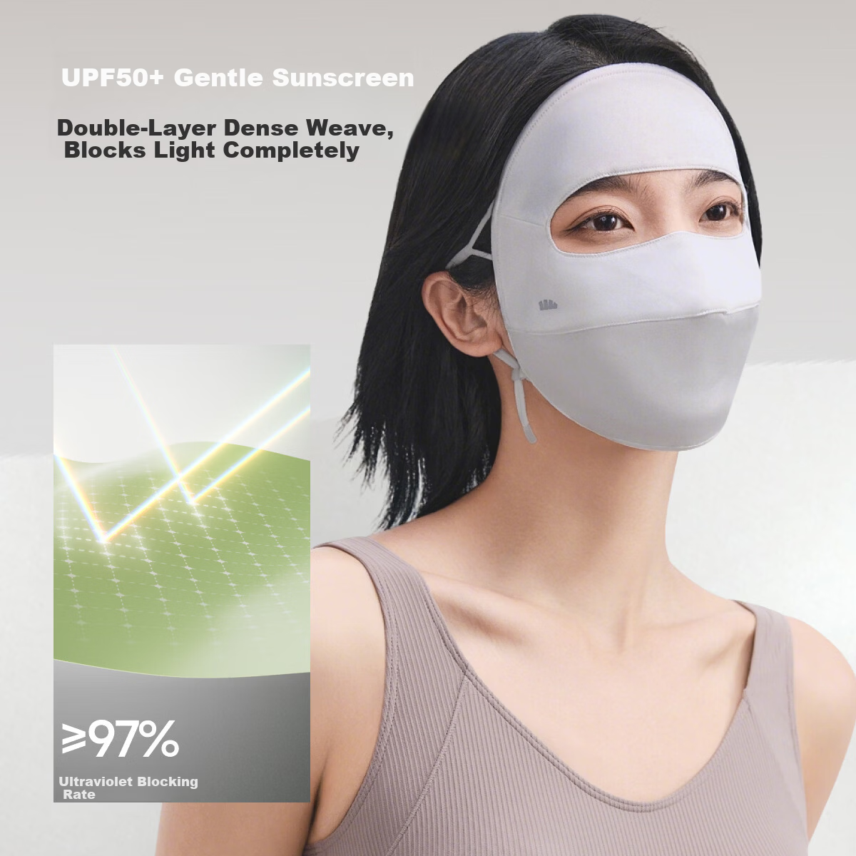 Beneunder Double-Sided Mulberry Silk Sun Protection Face Mask Facekinis Anti-Heat Dryness Cooling Breathable Non-Stuffy