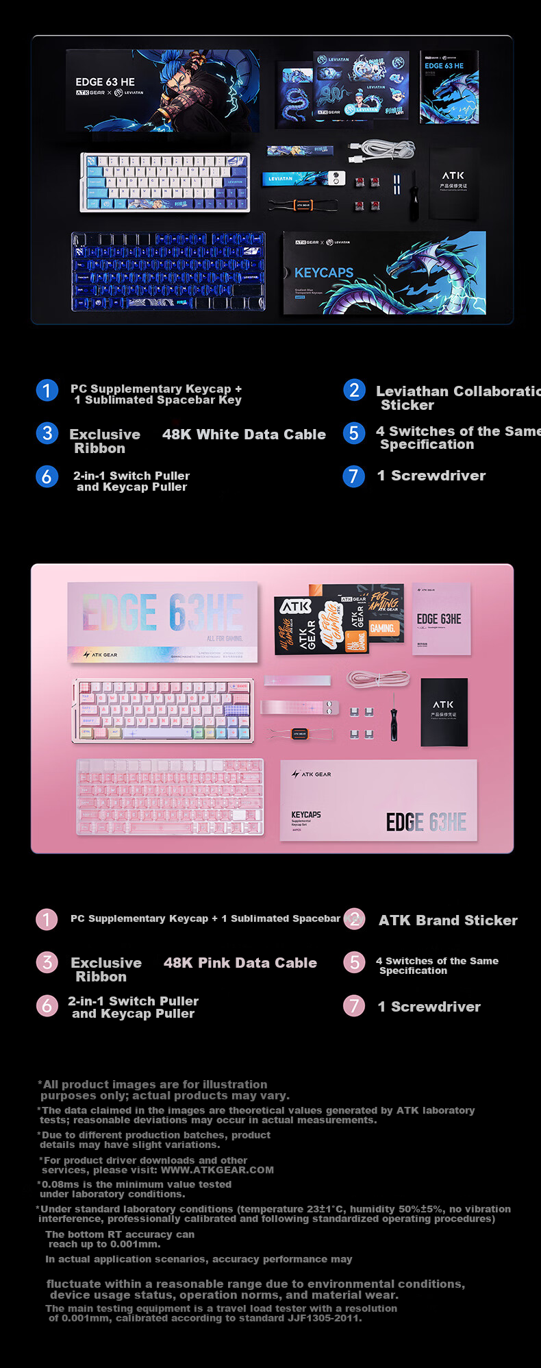 ATK LEV EDGE63 HE Leviathan Limited Edition Gaming Magnetic Switch Keyboard Customized for VALORANT, 64-Key Gaming Mechanical Keyboard Master Edition TTC Magnetic King Switch 26