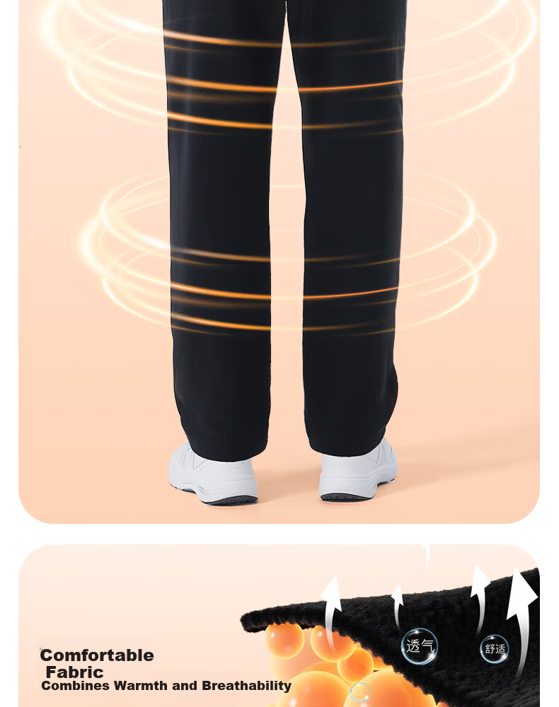 LI-NING Men's Autumn Winter New Black Casual Fleece-lined Straight-leg Sports Yoga Pants 9