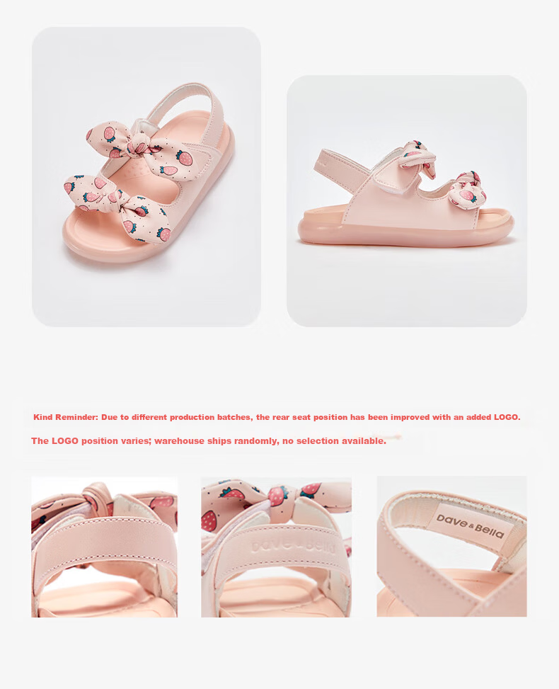 DAVE & BELLA Girls' Sandals Princess Shoes Lightweight Summer Toddler Baby Kids' First Walkers Non-Slip 6
