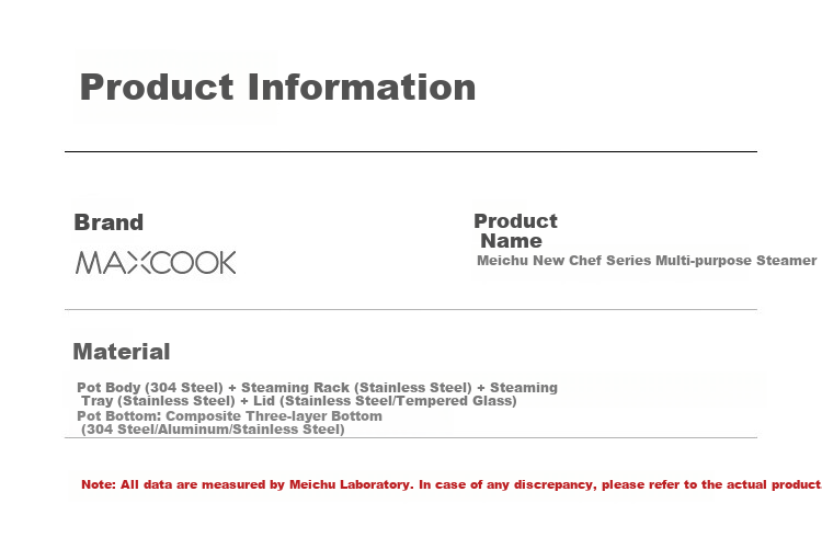 MAXCOOK Steamer 32cm 2-Tier 304 Stainless Steel Thickened Base Compatible with Gas and Induction Cooktops 16