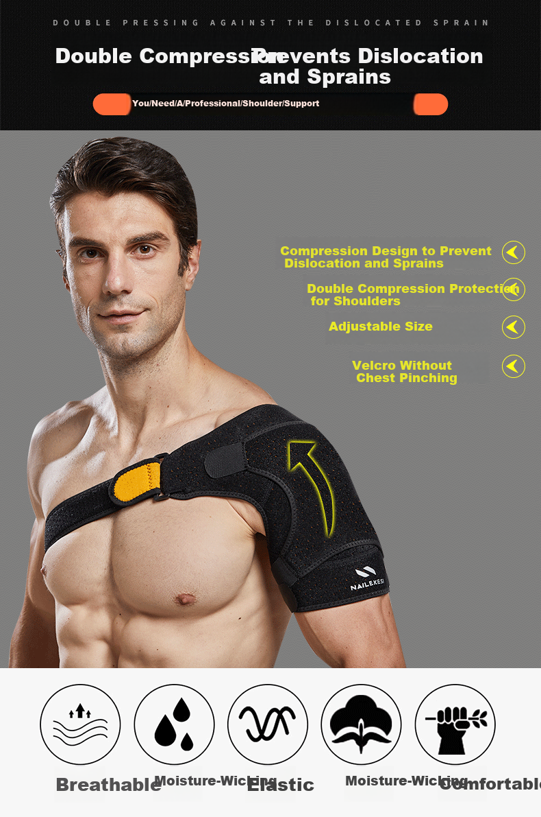 NAILEKESI N Sports Shoulder Support Shoulder Periarthritis Protective Sleeve Injury Fixation Adjustable Breathable Compression Brace for Fitness Training 1