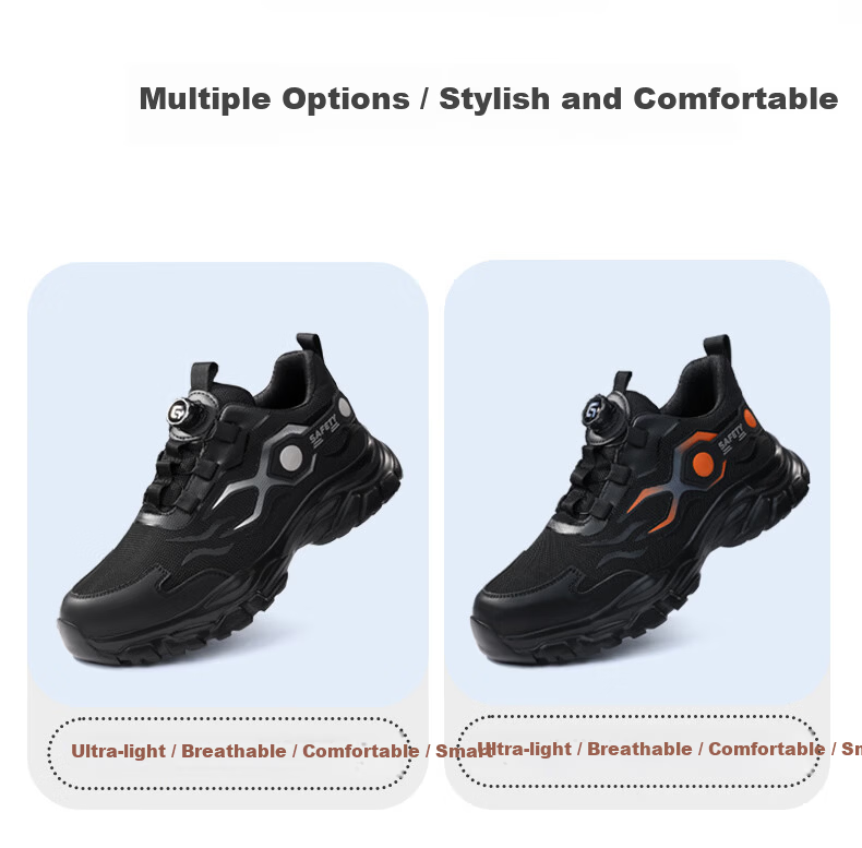 Jingtu Safety Shoes for Men, Summer Breathable Steel Toe Anti-Puncture Ultra-Light Work Boots F115BK Size 44 13