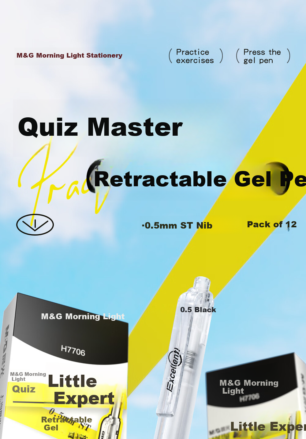M&G Stationery Black 0.5mm Retractable Gel Pen, Quick-Dry Signature Pen for Students, 12pcs/Box AGPH7706A 1